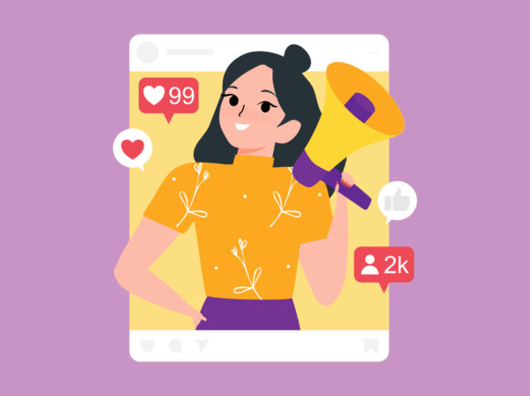 Download Social Media Influencer with Mega Phone - Influencer Collection