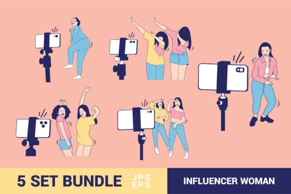 Download Influencer Woman Illustrations Bundle - Premium Resources