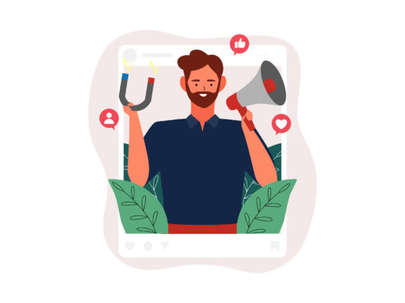 Download Social Media Influencer Man &amp; Megaphone - Influencer Collection